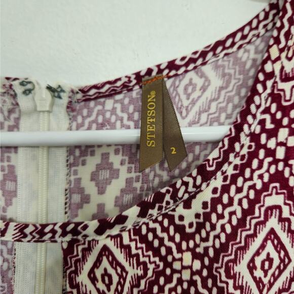 NWT Stetson Keyhole Neckline Bell Sleeve Mini Dress Size 2 Western Geometric - Picture 4 of 6
